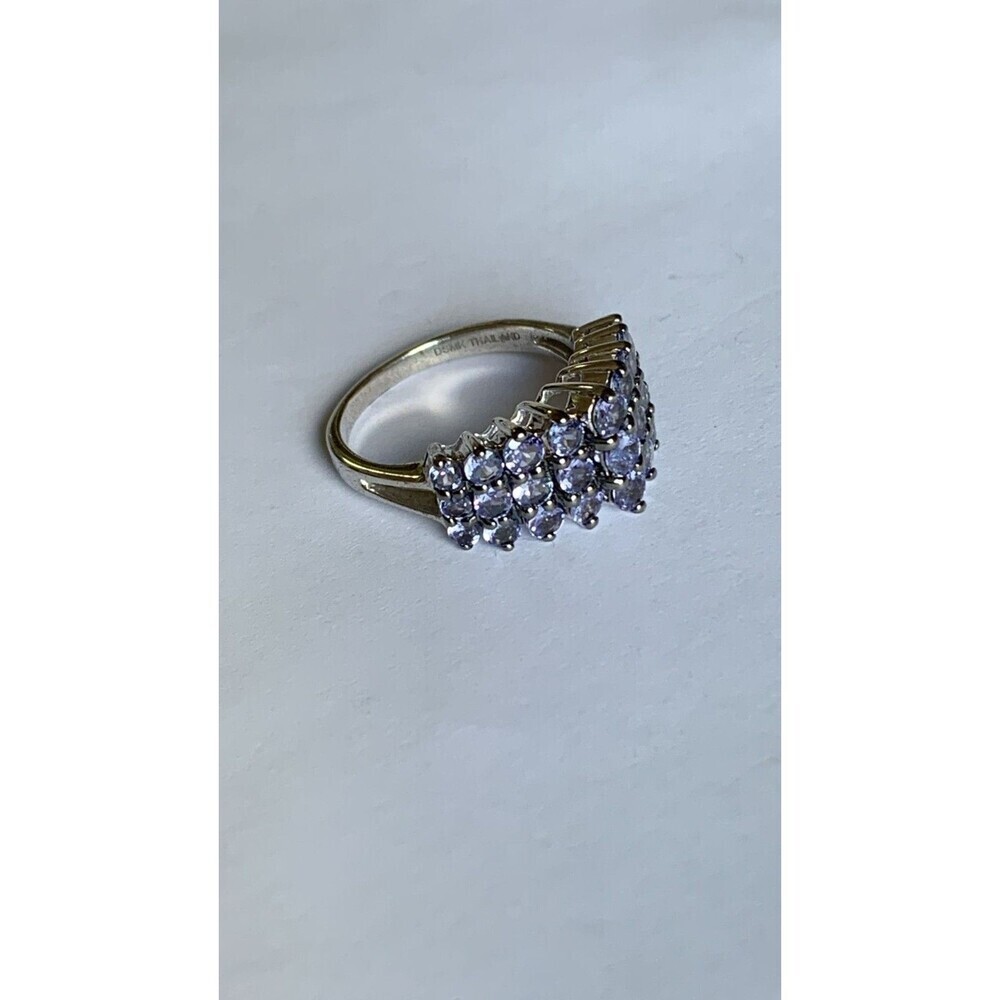 Purple Pyramid Ring Size 7 - 1.6 ct Lolite Rhodium Plated .925 Sterling Silver